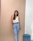 Pantalone in cotone con mezzo elastico in vita