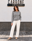 Maglia girocollo con bottoncini 6991 - grigio - vista frontale