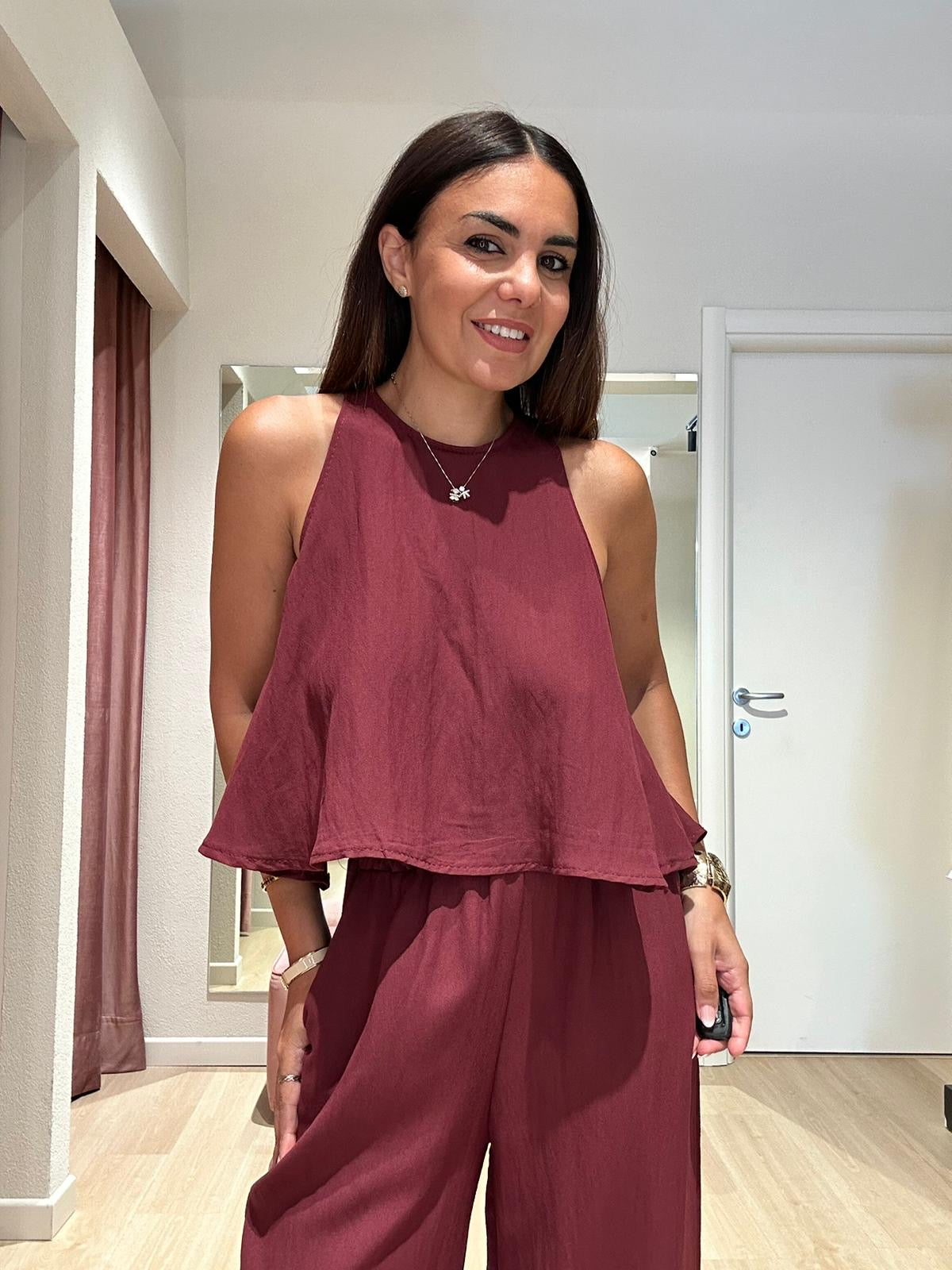 Coordinato in con top smanicato