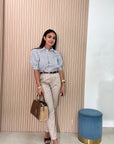 Pantalone in cotone con mezzo elastico in vita