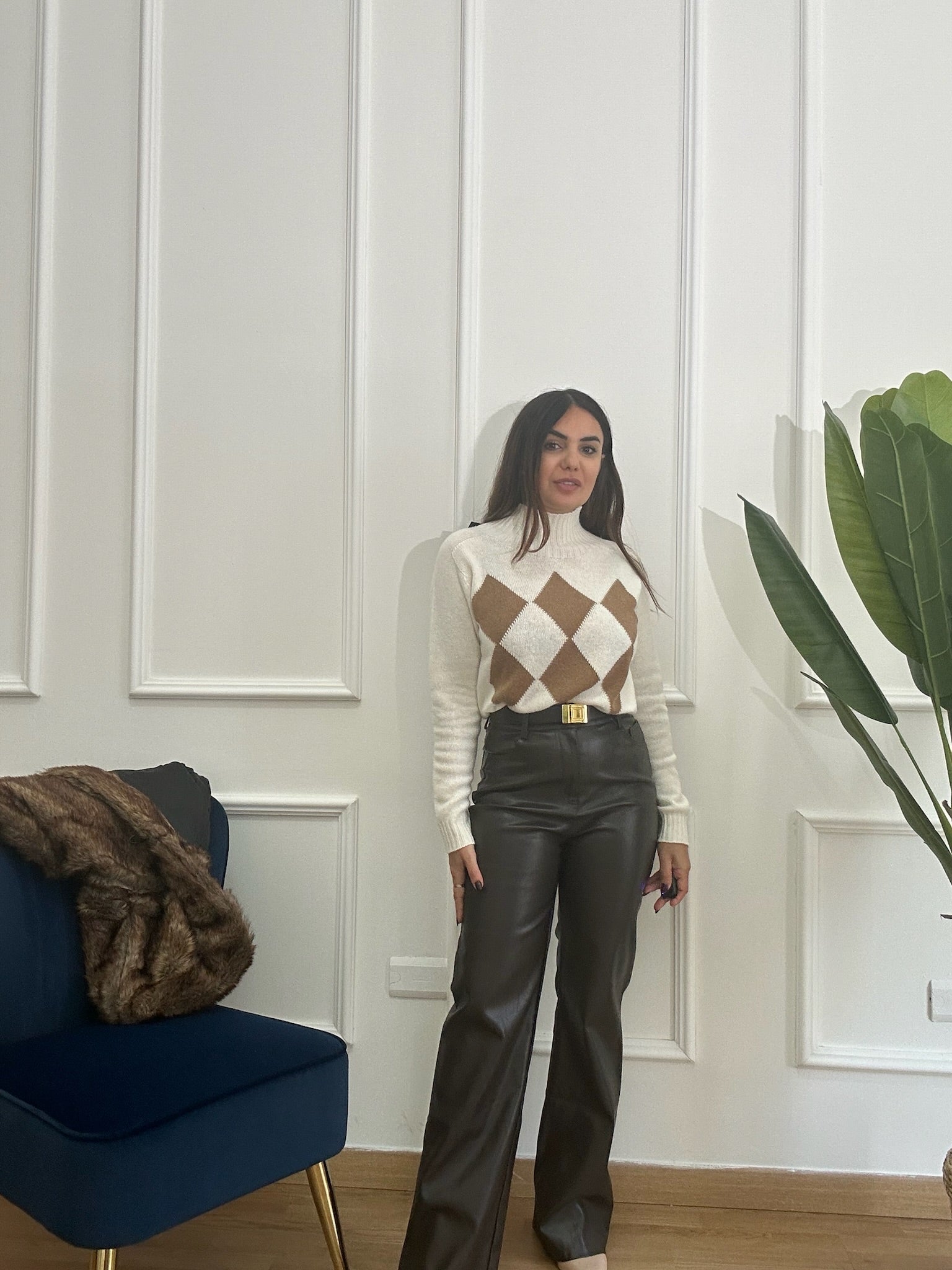 MAGLIA ROMBI MEZZO COLLO