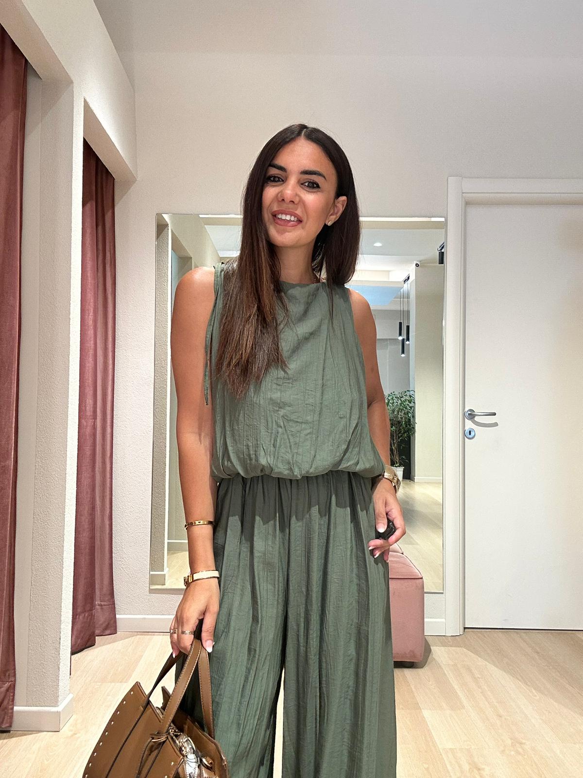 Tuta in viscosa pantalone ampio