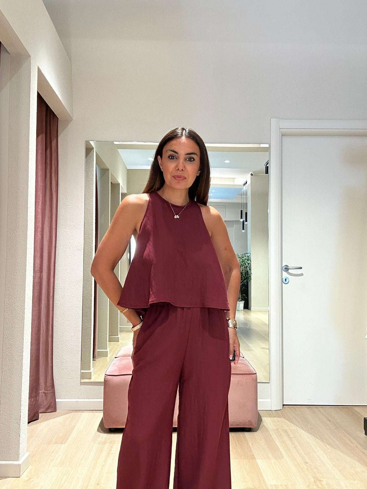Coordinato in con top smanicato