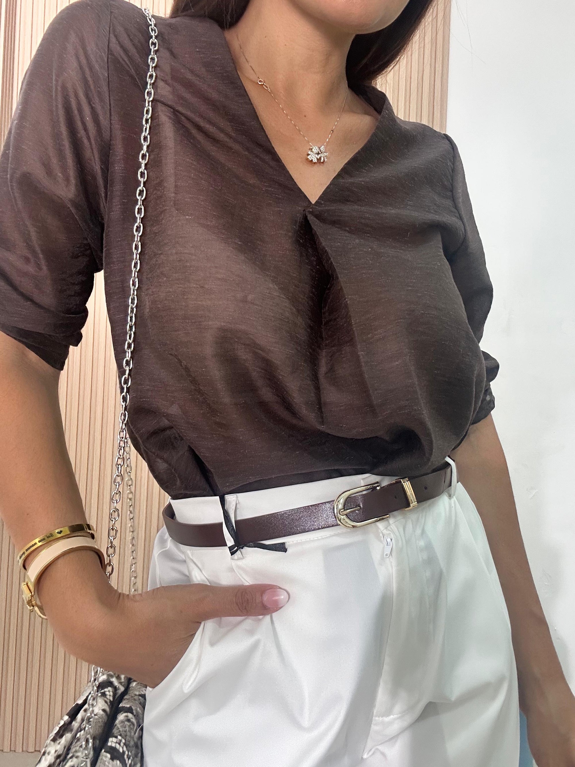 Pantalone in cotone con mezzo elastico in vita