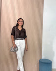 Pantalone in cotone con mezzo elastico in vita