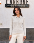 Maglia polo mélange 7000 chiara indossata